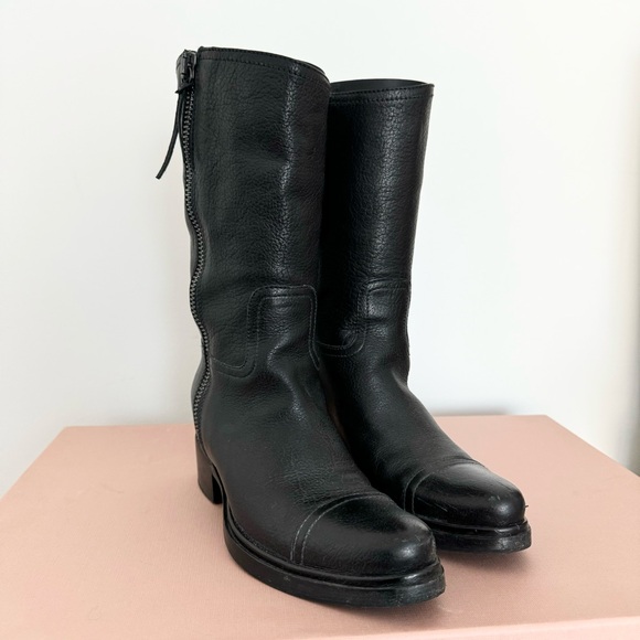 Miu Miu Black Calzature Bisonte Nero Boots  35 - Picture 5 of 15